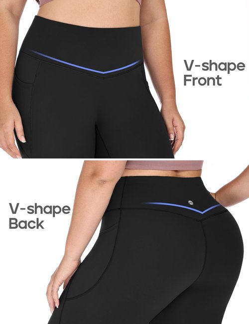 Heathyoga X-4XL Plus Size Capri Leggings for Women with Pockets Tummy Control Capri Yoga Pants High Waisted Leggings Black