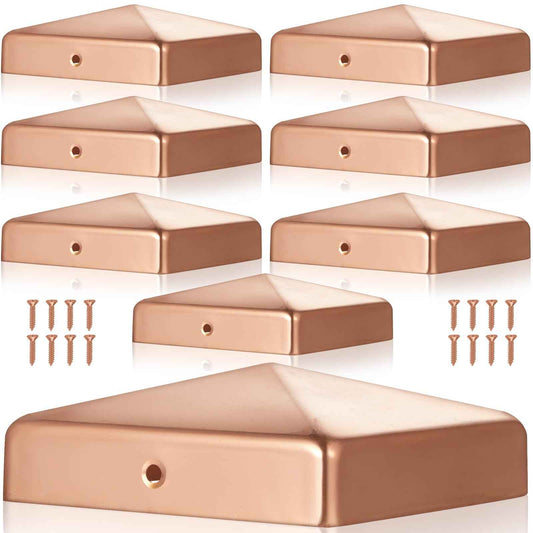 Tandefio 2 Pcs Solid Copper Post Caps Fence Pyramid Decking Caps with Screw for Metal Wood Cedar Fence Deck Corridors Mailbox Posts End Cover(4x4'' (Actual 3.5x3.5''),Pyramid)