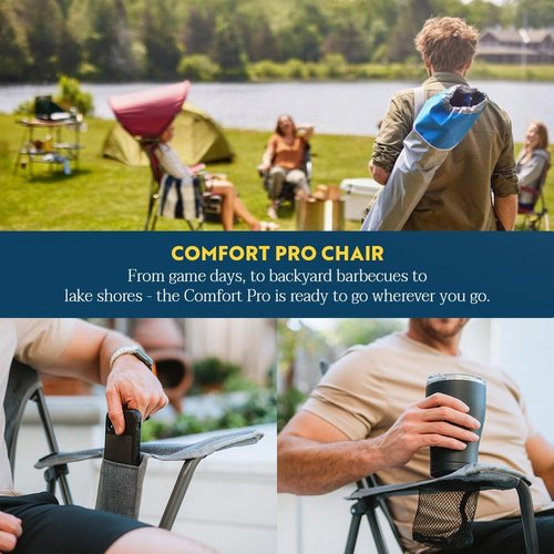 GCI Outdoor Comfort Pro Chair - Durable & Lightweight Design | Heathered Pewter Gray