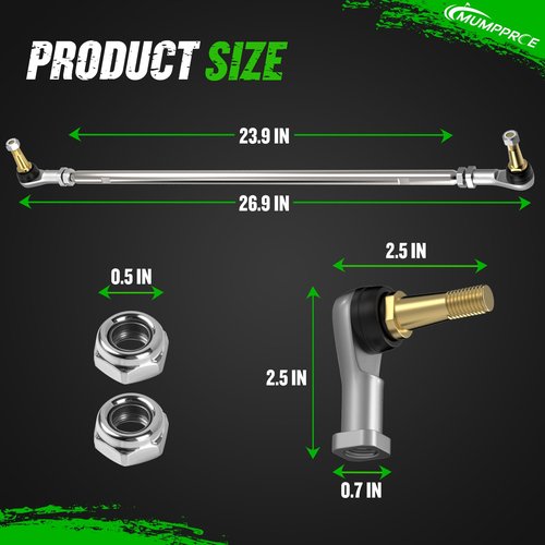 Golf Cart Tie Rod Assembly Fits EZGO Gas & Electric Golf Carts Years 2001-Up, EZGO TXT Tie Rod and End (Left and Right) Durable Aluminum Alloy, OEM# 70876-G02 70902-G01 70902-G02 01069-G01 01069-G02