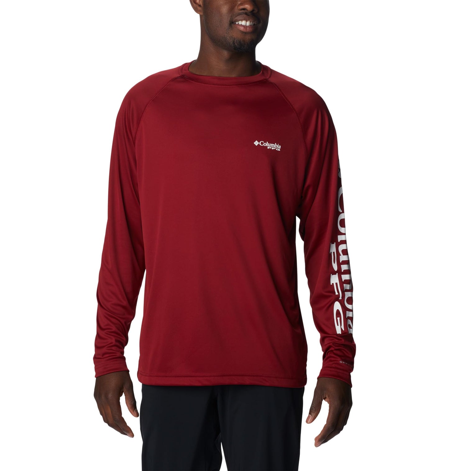 Columbia Men's PFG Terminal Tackle Long Sleeve Fishing Shirt, Beet/White Logo, X-Large