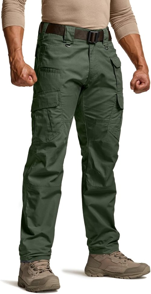 CQR Men's Tactical Pants - Lightweight Water Resistant Ripstop Cargo for Outdoor Work & Hiking