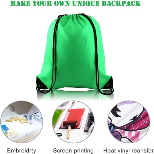 KUUQA Green Drawstring Backpacks - 100Pcs Bulk Gym & Travel Bags for Convenient Carrying