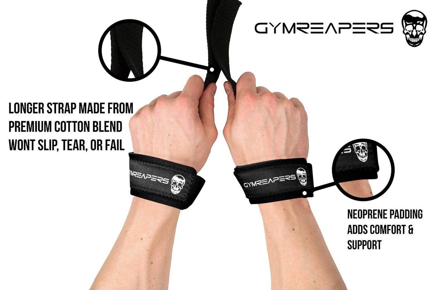 Gymreapers Lifting Straps & Hooks Bundle (Black) – Premium Grip Support Combo for Deadlifts, Pulls, Rows & Heavy Lifting