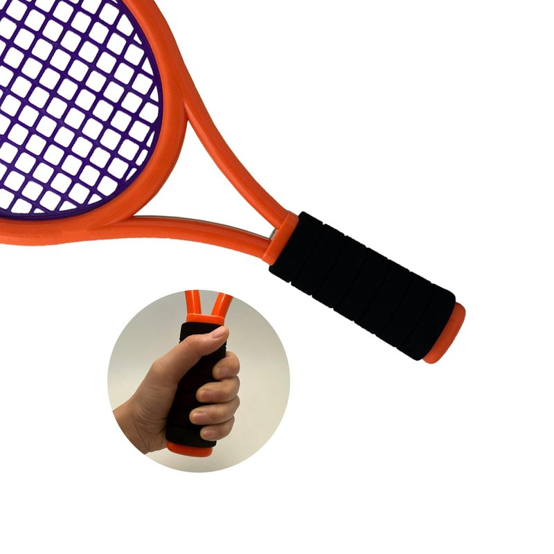 Crefotu Kid Tennis Racket Set for Toddler,Children,Sponge Handle, Includes 6 Badminton, 1 Tennis Ball, Bag and 2 Balls - Increase Children's Sports,Improve Tennis Skills (Grey Orange&Green)