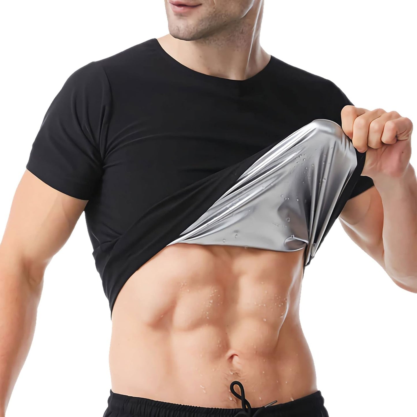 Skiennix Sauna Shirt for Men - Short Sleeve Compression Vest for Effective Sweat & Body Shaping