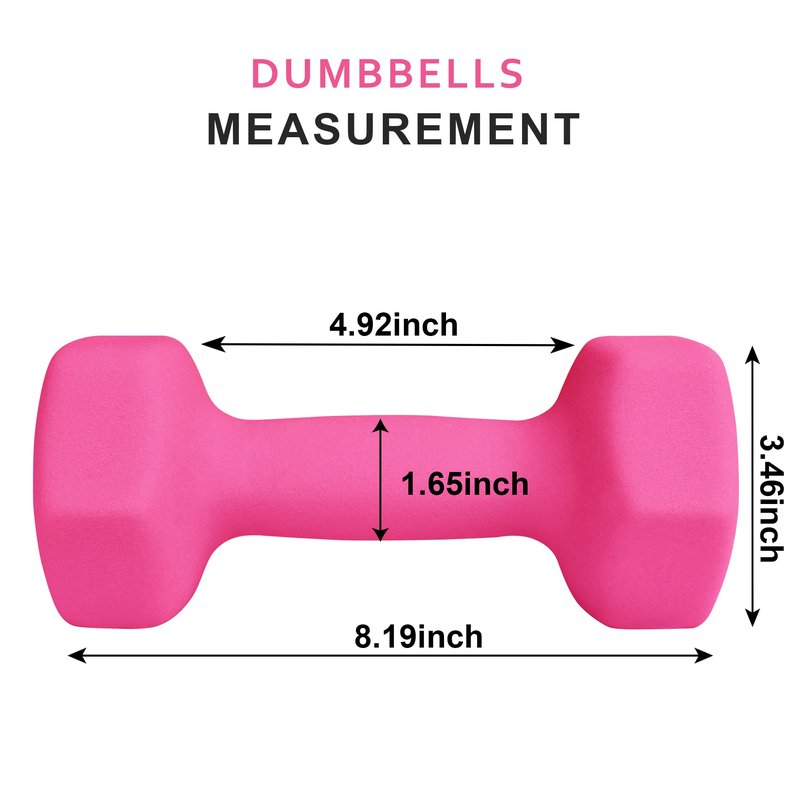 Balelinko Home Gym Equipment Workouts Strength Training Weight Loss Pilates Weights Yoga Sets Weights for Women, Men, Seniors and Youth, 7LB Pink, Pair