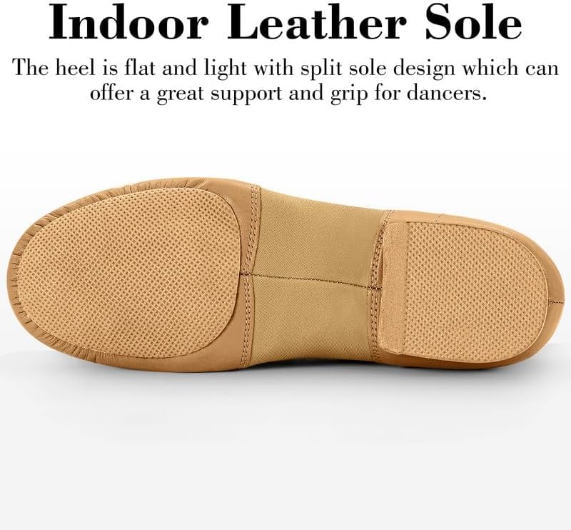 Skiennix Jazz Shoes - Leather Sole Slip-On Dance Shoes for Kids | Black & Brown Options