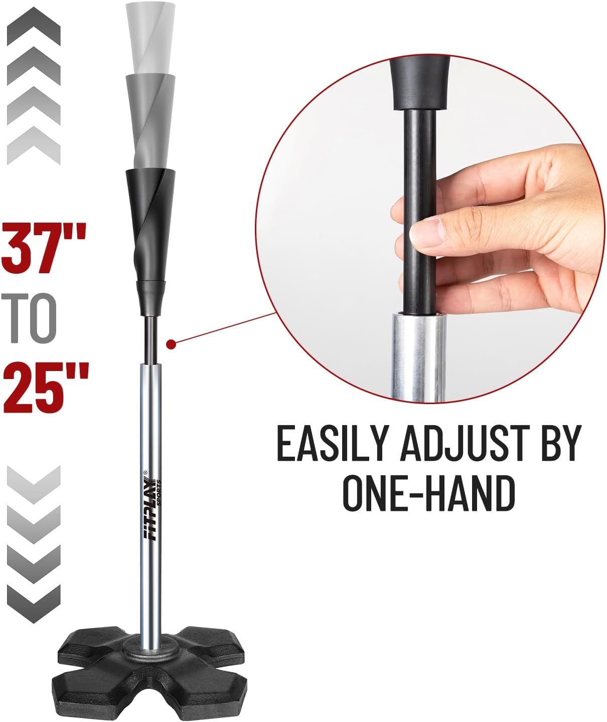 Skiennix Portable Baseball Hitting Tee - Height Adjustable 25-37 Inches | Easy Carry Design for All Players