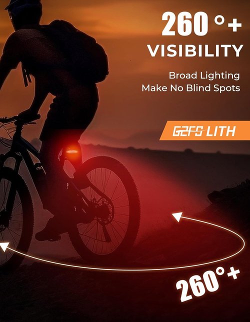 220 LM Rechargeable Bike Tail Light, IPX6 Waterproof Cycling 260° Wide Visible Safety Flashlight,Can emit a Large Light spot 5 Light Mode for Adult Kid Road Mountain Accessories for Night Ride