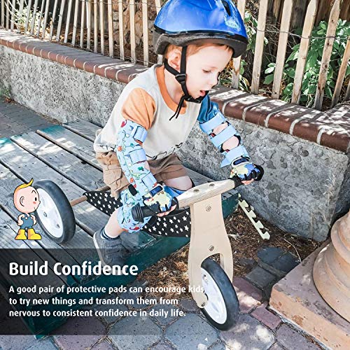 Kids Knee and Elbow Pads with Bike Gloves - Small Dinosaur