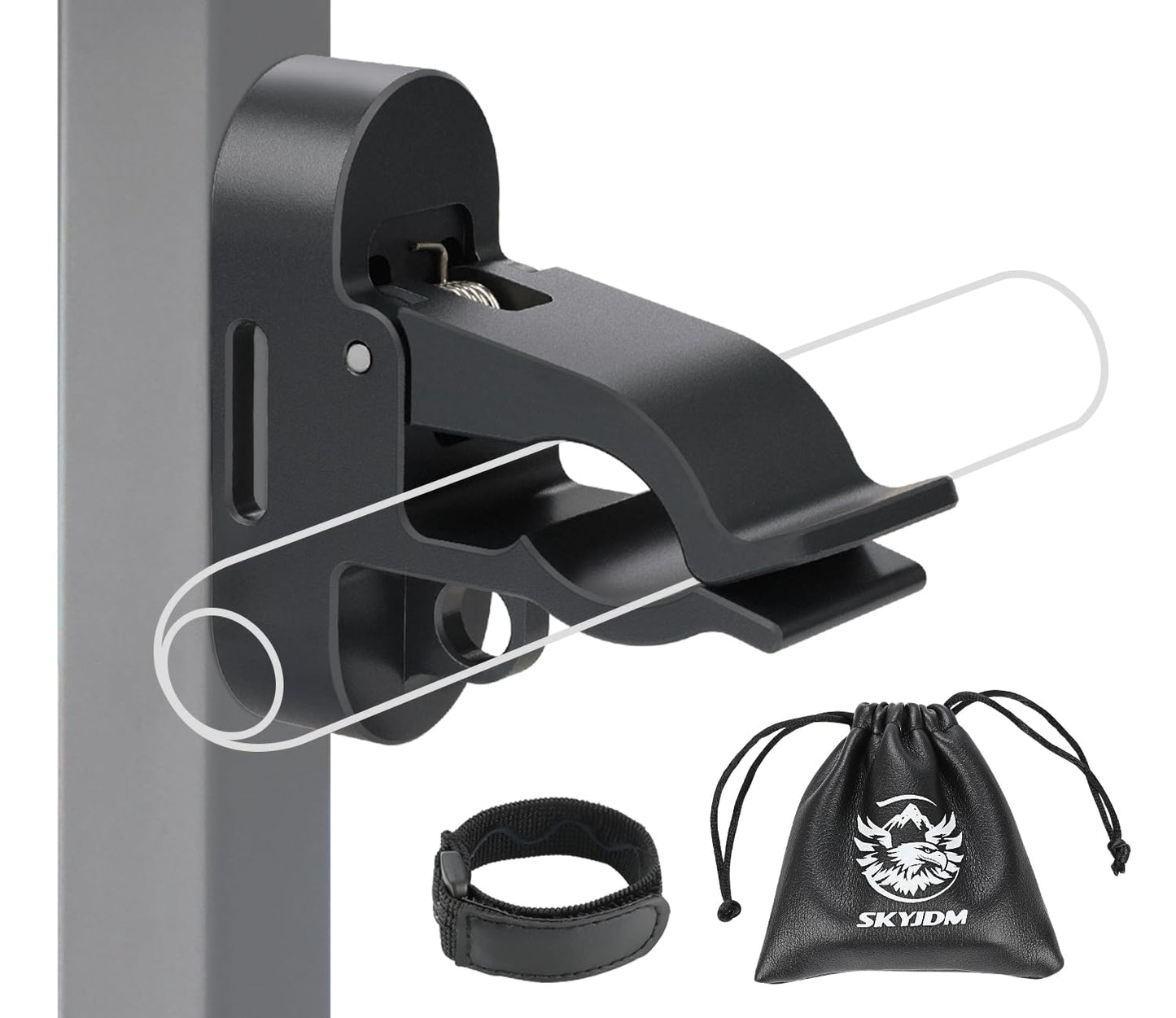 SKYJDM Magnetic Golf Cart Holder Clip with Loop Hook, Aluminum Alloy Golf Holder for Secure 30-70 Rings Storage & Golf Towels Hanging, Non-Slip Elastic Band & Storage Bag Included (Black)
