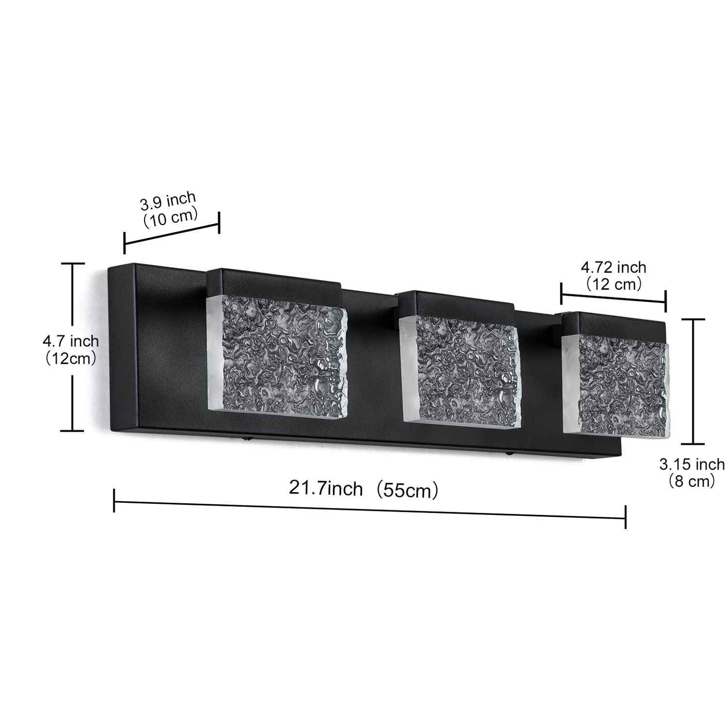 EDISLIVE 21.7in Modern Bathroom Vanity Light Fixtures - 3 Light Dimmable LED Bathroom Wall Lights Over Mirror for Living Room, Bedroom - 6000K