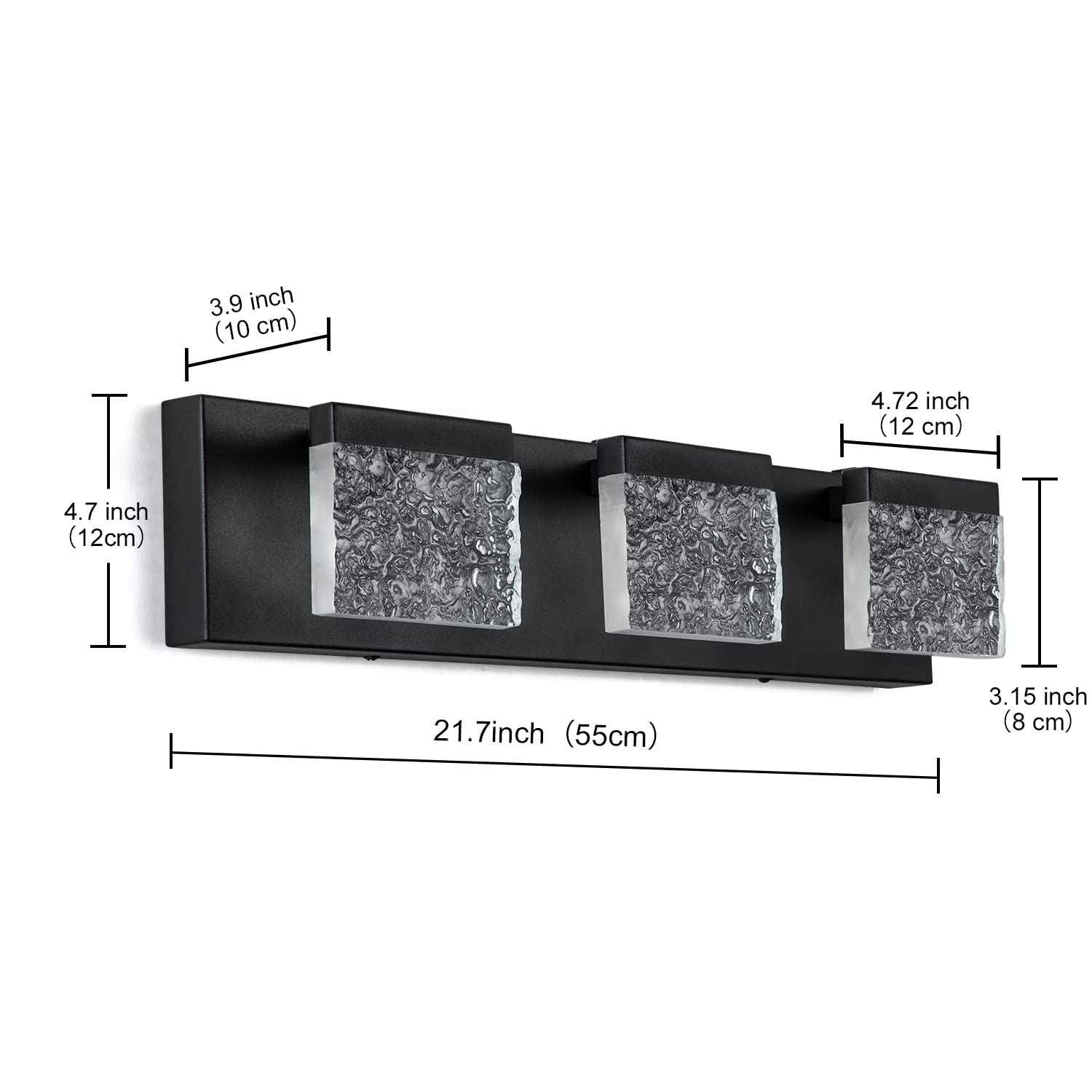 EDISLIVE 21.7in Modern Bathroom Vanity Light Fixtures - 3 Light Dimmable LED Bathroom Wall Lights Over Mirror for Living Room, Bedroom - 6000K