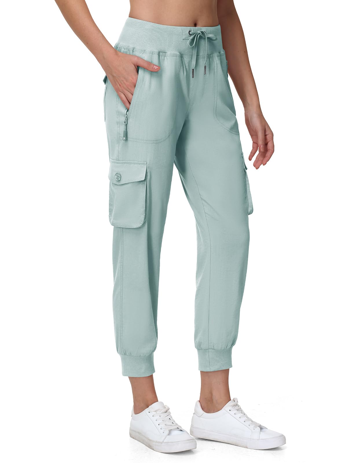 TBMPOY Womens Cargo Joggers Hiking Pants Lightweight Sweatpants Casual Travel Quick Dry Outdoor Trip Work with Pockets Blue M