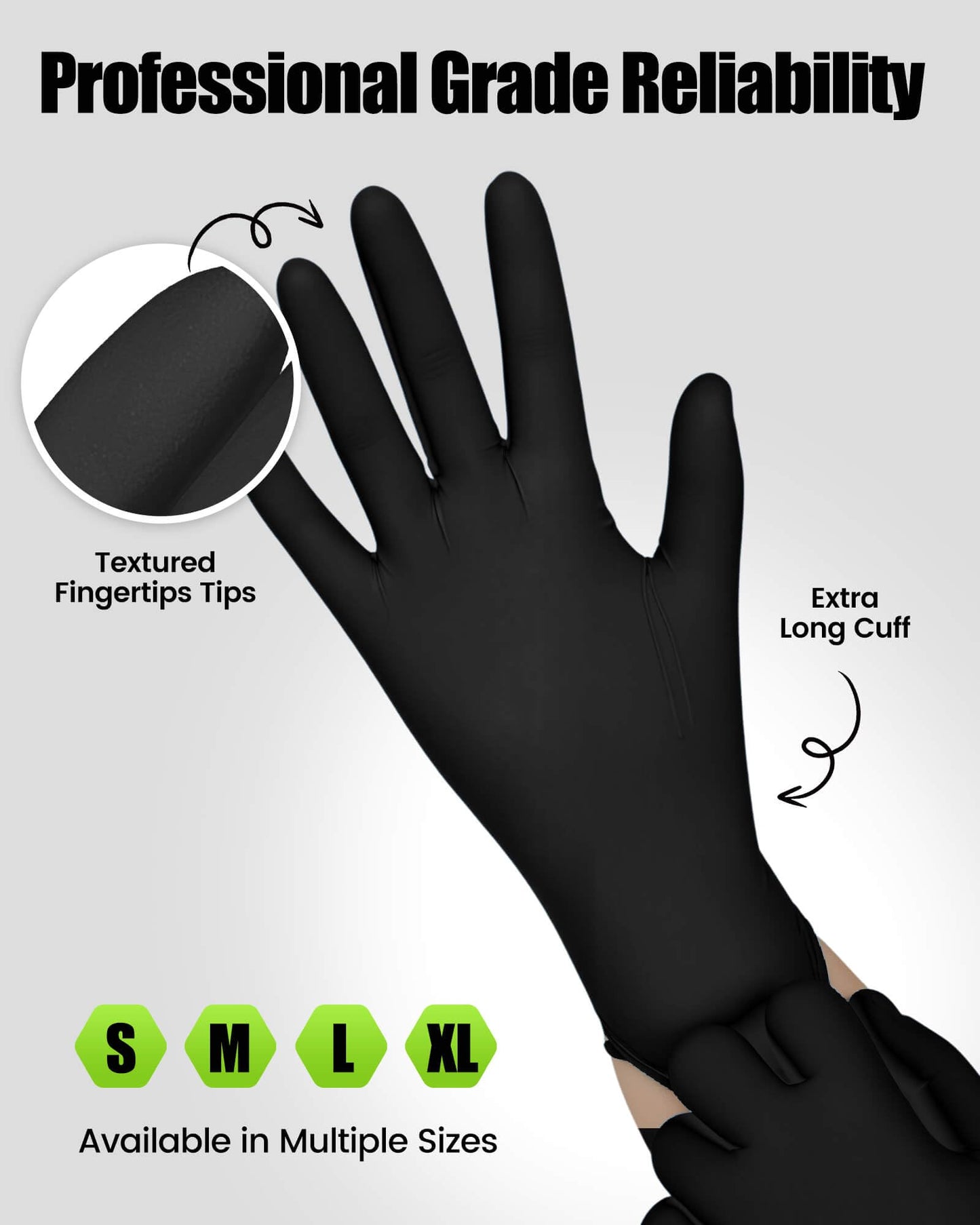 TREEGO 6 Mil Black Nitrile Gloves Large – Heavy Duty Disposable Latex & Powder Free, Chemical Resistant, Textured Grip for Industrial, Mechanic, Food Handling – 100 Count