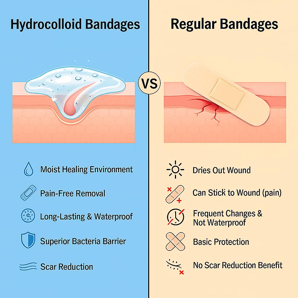 Hydrocolloid Bandage Kids | 3X Faster Healing | Reduces Scarring | Protects Against Germs | Waterproof | 100% Active Surface | Flexible Protection & Wound Care | 20 Pcs