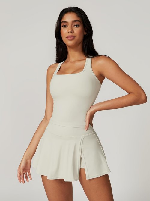 ABOCIW Tennis Dresses for Women - Stylish Side Slit Mini Skirt Set with Racerback Crop Tank Top | Perfect for Golf & Workouts
