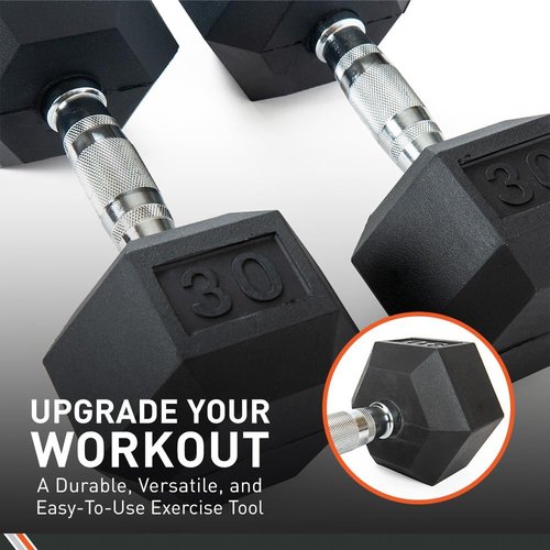 Body Sport Hex Dumbbell Weight - Rubber Encased for Strength Training | Home Gym Essential