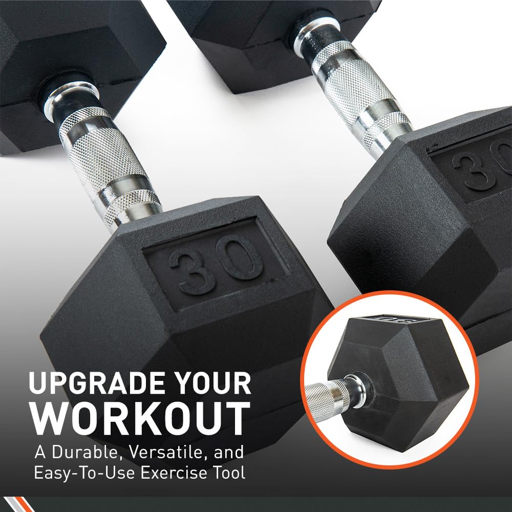 Body Sport Rubber Encased Hex Dumbbell, 40-Pound