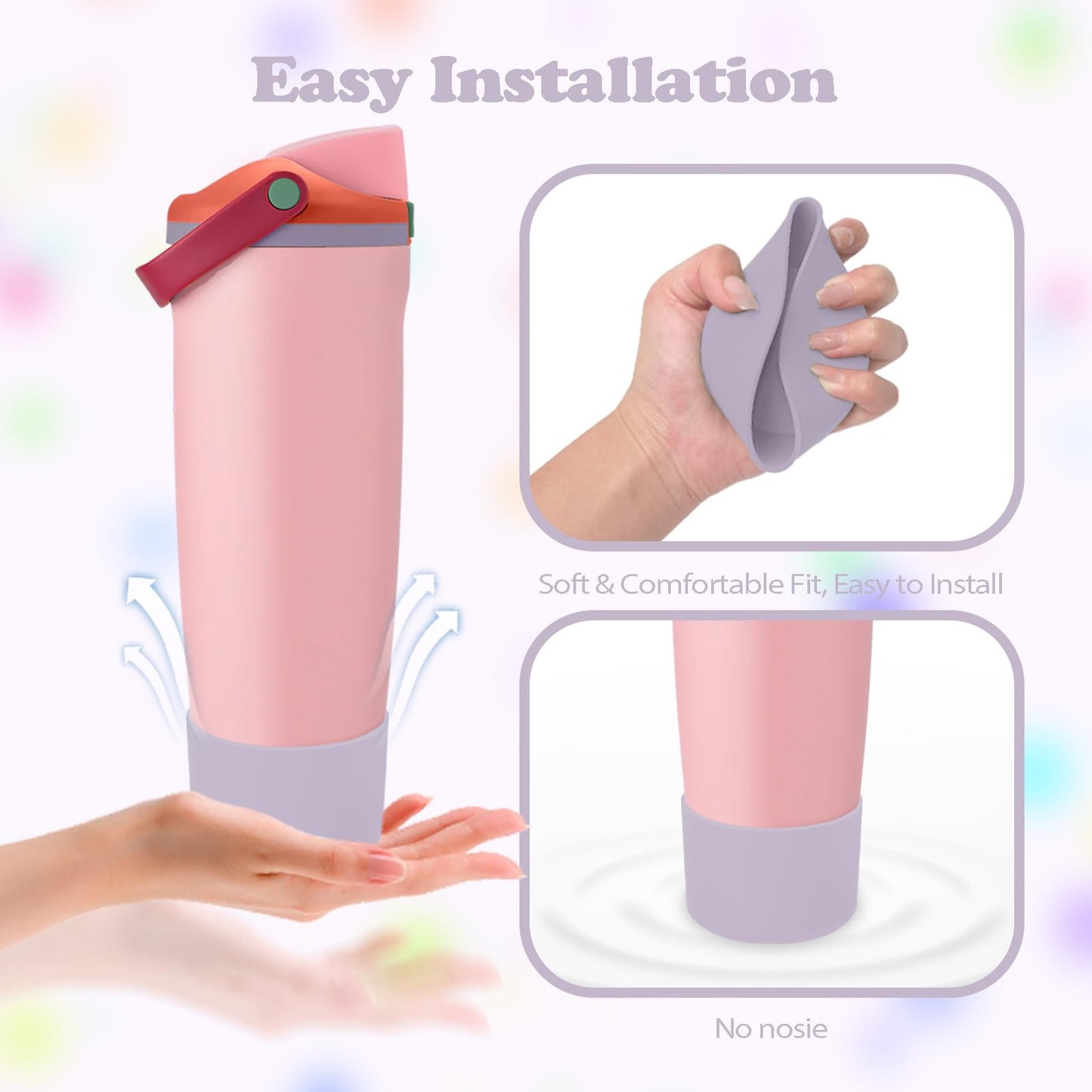 Kaitiaki Silicone Boot for Owala 30oz & 40oz FreeSip Sway Bottles & Tumblers - Non-Slip, Scratch-Resistant, Stability Enhancer, Available in 12 Colors (Taro Purple)