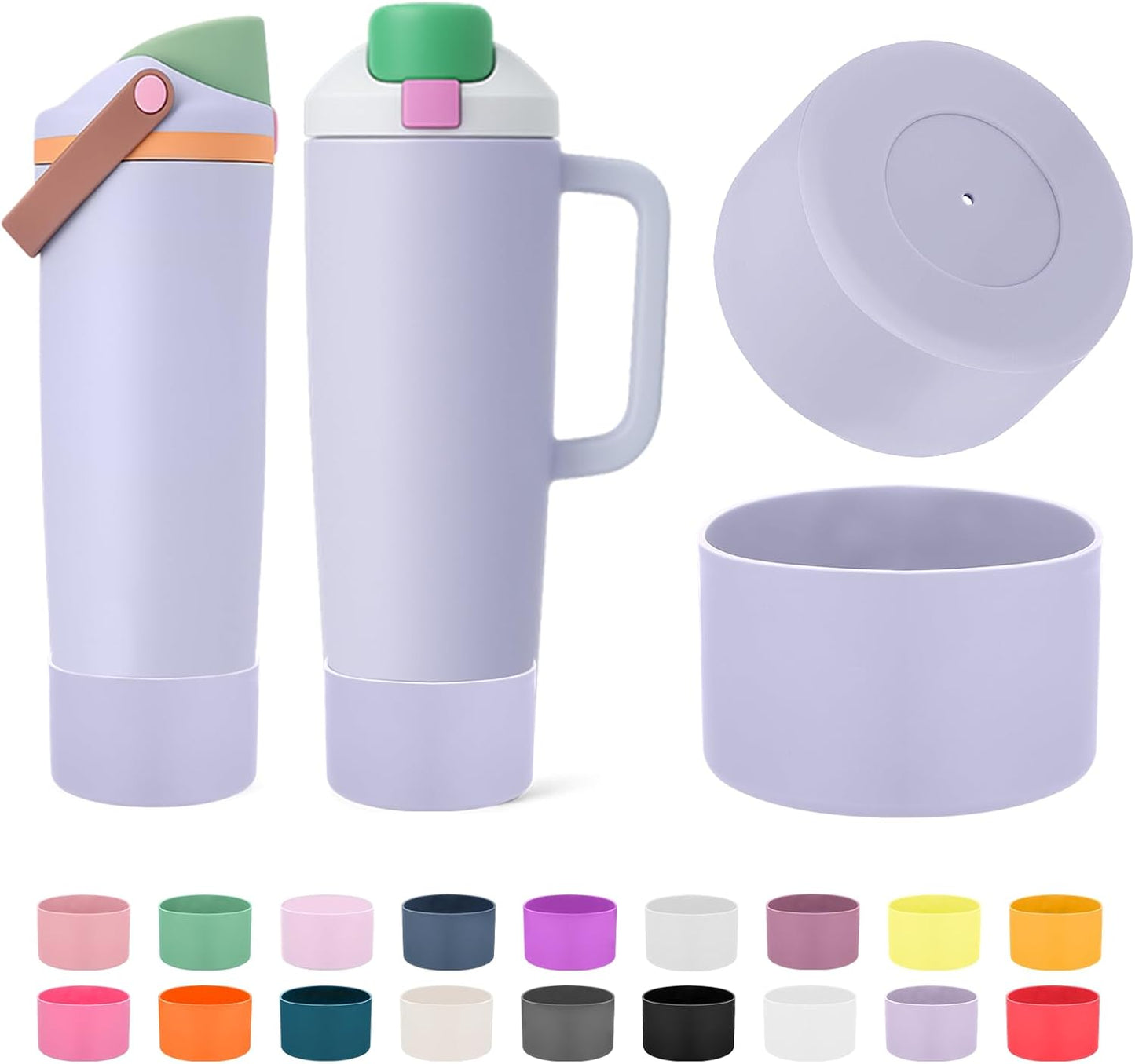 Mity Rain Silicone Protective Boots for Owala 30oz & 40oz FreeSip Sway Bottles - Light Purple, Enhances Stability & Prevents Scratches