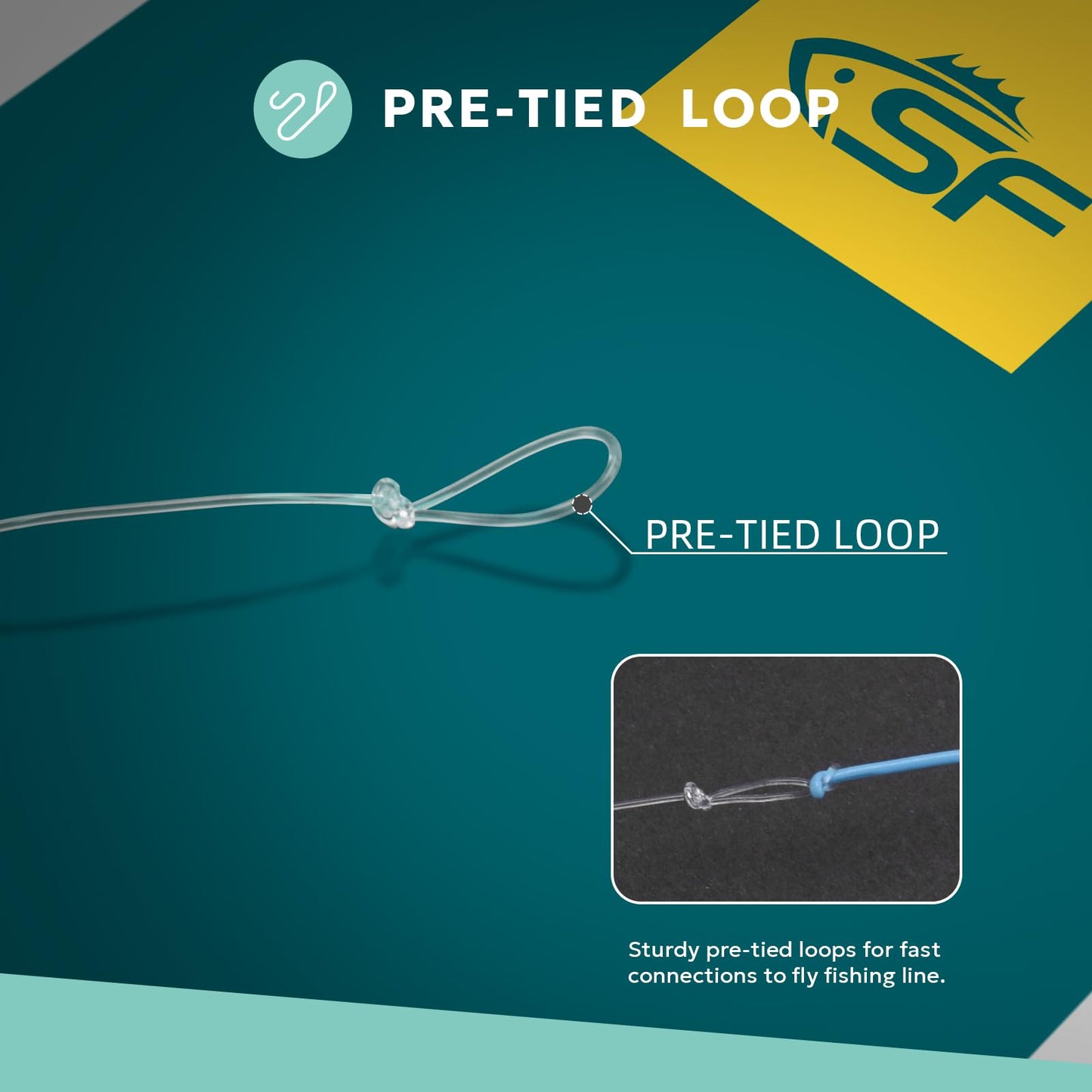 SF Pre-Tied Loop Heavy Butt Fly Fishing Bass Tapered Leader High Knot Strength Clear Nylon for Bass/Large Flies 3 Packs 9FT 12lb
