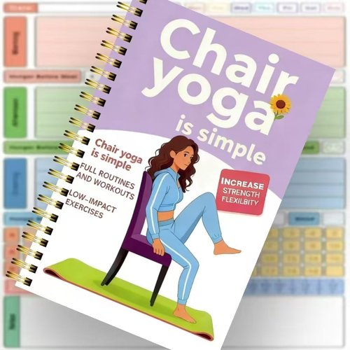 30-Day Chair Yoga Guide by [Brand Name] - 60 Beginner Workouts for Weight Loss & Flexibility | Spiral Bound, Purple (5.5x8.3 Inch)
