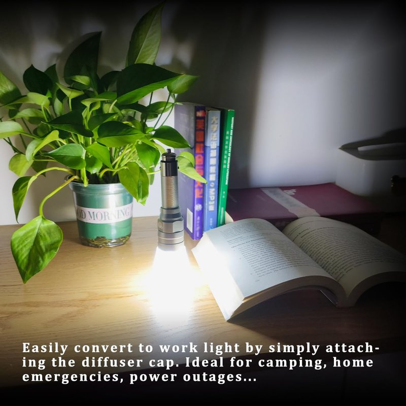 MCCC Small Flashlight Rechargeable with Diffuser 12 Volt Car Cigarette Lighter & USB C Charge for Auto Vehicles Emergency, Car Escape, Outdoors, Daily Use