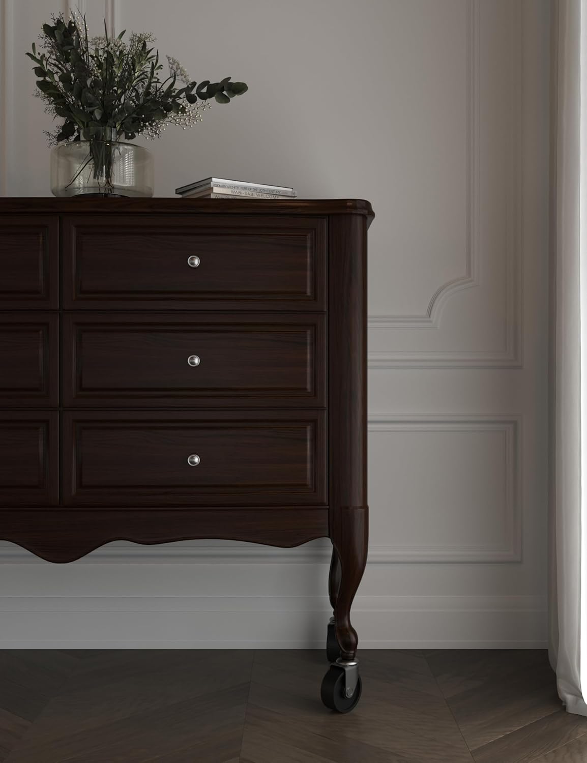 Antique Brass Caster with Plastic Wheel - 2" Wheel Diameter - Pack of 4 - Stem Caster Wheels with Ball Bearings for Table, Sofa, Chest, Dresser, Cabinet, Cart, Chair - Furniture Rollers - CW1-SAB