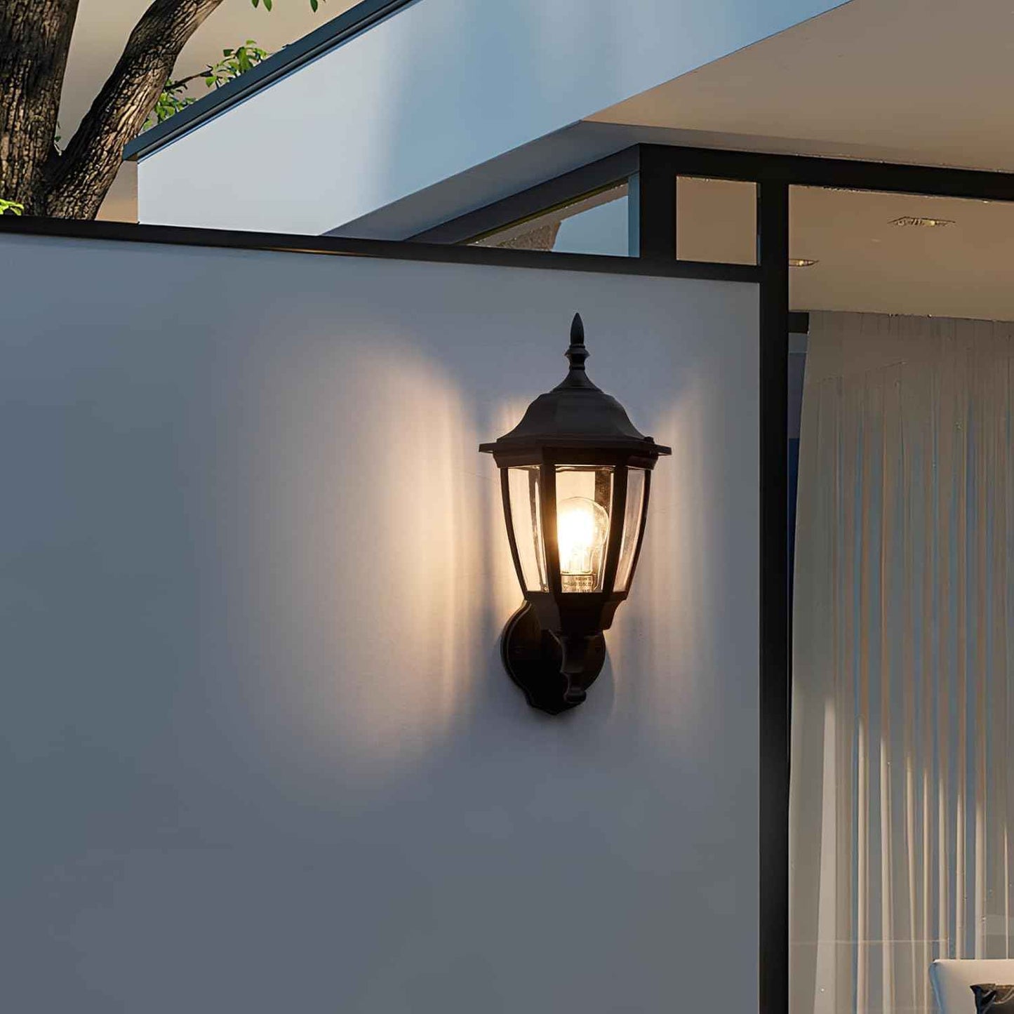 Outdoor Wall Light with Dusk to Dawn Sensor - 2-Pack LED Lanterns for Porch & Garage