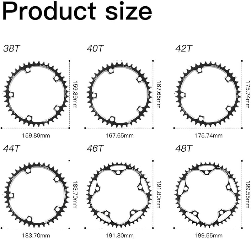 YBEKI 42T Black 130BCD CNC Aluminum Chainring for Road Bikes, Anti-Drop, Ultra-Light