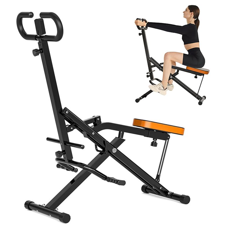 NAYSAYE Squat Assist Trainer, Squat Machines Rowing Machine with Adjustable Resistance Bands LCD Display, Foldable Exercise Trainer with 265LBS Loading Capacity for Home Office Black