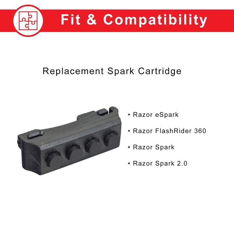 AlveyTech Replacement Spark Cartridge - for Razor eSpark, FlashRider 360, Spark Kick 1.0/2.0 Scooter, Kids Rider Electric Drift, Rear Flash Parts, Bike Wheels Brake Sparks, Dirt Trike Parts 2 Pack