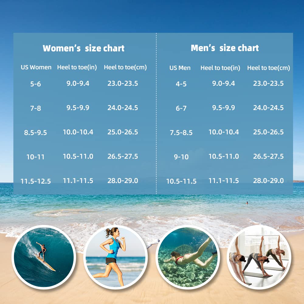 Water Socks for Women Men Adult Aqua Swim Shoes Beach River Pool Barefoot Yoga Exercise Wear Sport Accessories Quick-Dry Must Haves Size 7-8Women/6-7Men(Black-NW002)