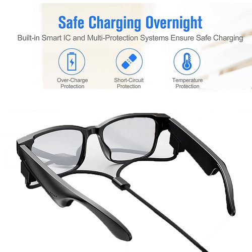 Compatible with Fecoul Smart Glasses Charger, Magnetic Replacement Charger Compatible for Fecoul G10Z Smart Glasses (2 Pack-Black+Black)