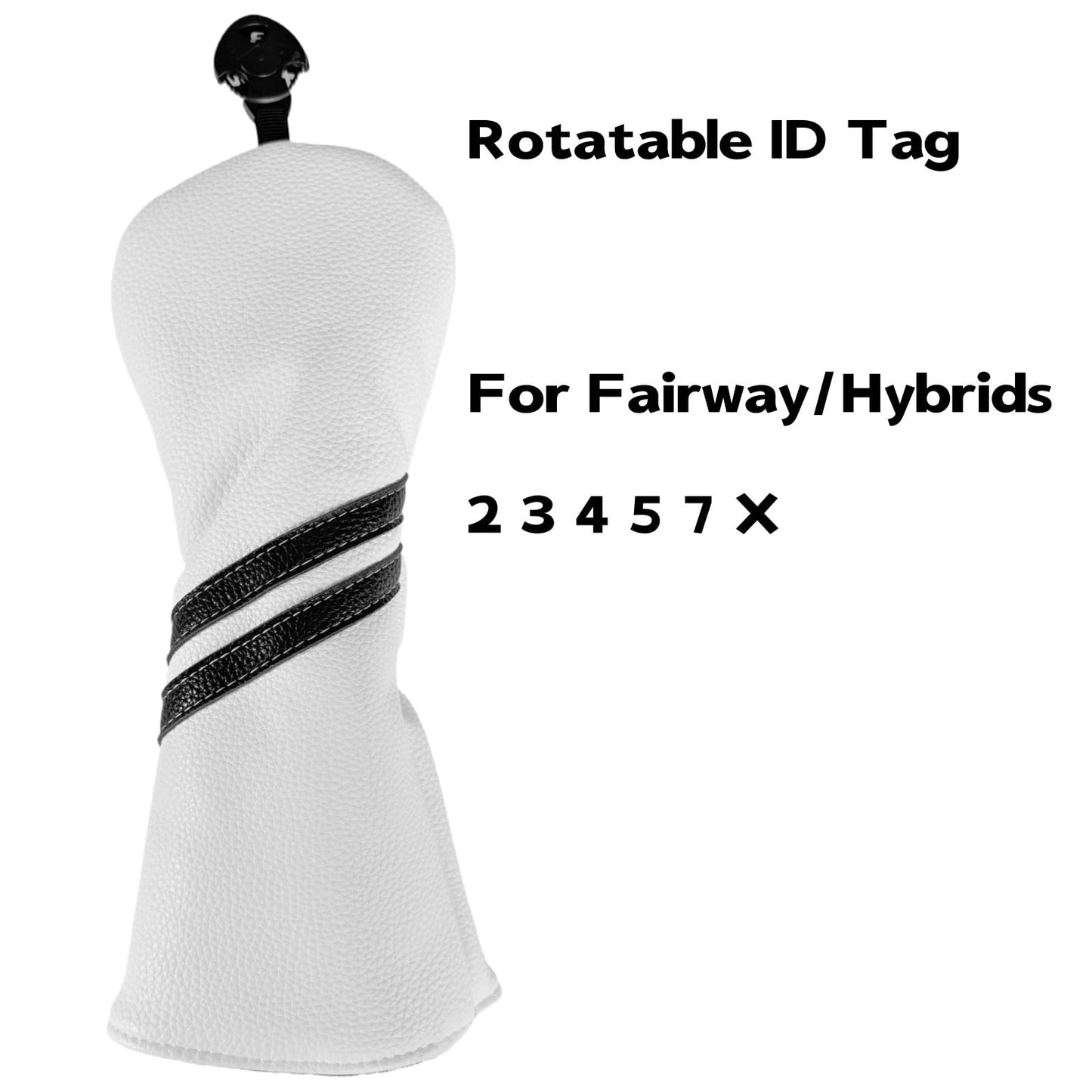 3pcs Set of Golf Club Covers - Premium Quality Driver Headcover, Fairway Wood Cover & Hybrid Head Covers for Men and Women - White or Black PU Leather Golf Headcovers Fits for All Brand (White)