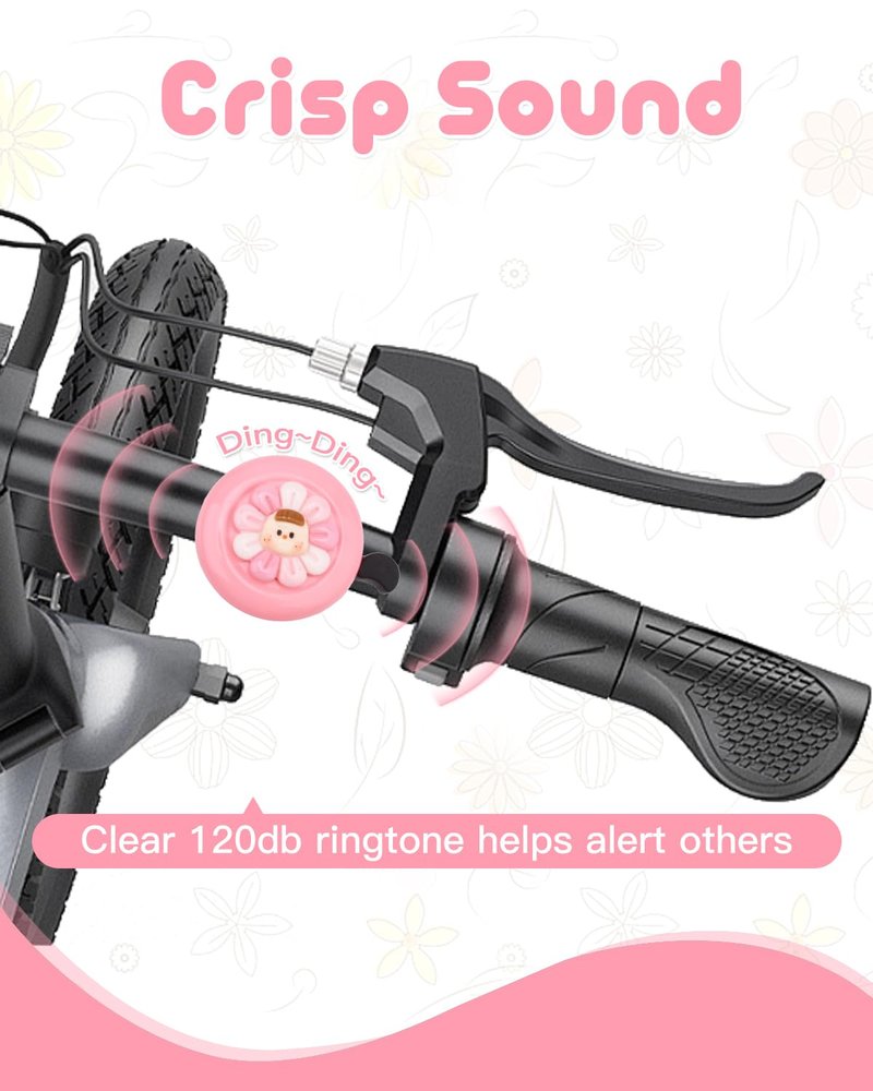 YOKWER Bike Bell for Kids Girls Boys, Aluminum Toddler Bike Bell with Loud Crisp Sound, Flower Bicycle Bell Alert Ring for Children Bicycle Scooter (Cyan)