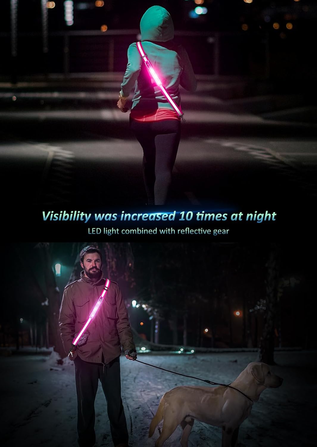 Ylzzrs LED Reflective Belt - High Visibility Safety Gear for Night Walks | Rechargeable for Men, Women & Kids
