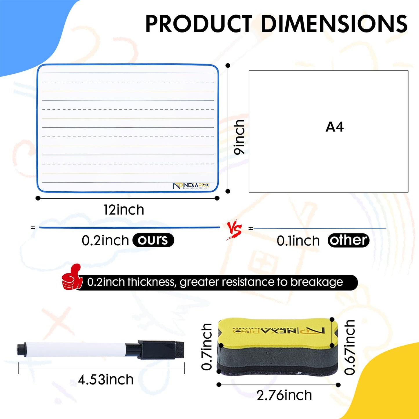 5 Pack Dry Erase Board 9x12 Magnetic Double-Sided Whiteboard for Kids, Marker Board with Markers, Small White Board for Students,Classroom Use,78Pieces Magnetic Letters Numbers & Educational Gifts