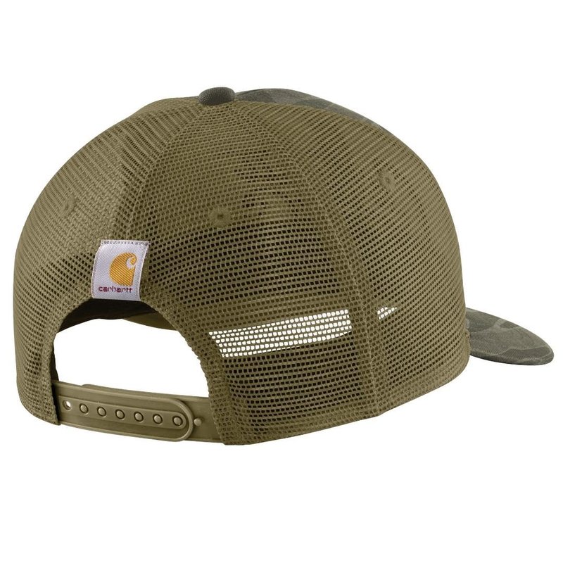 Carhartt Men's Wool Mesh-Back Camo Logo Patch Cap, Burnt Olive Vintage Camo, One Size