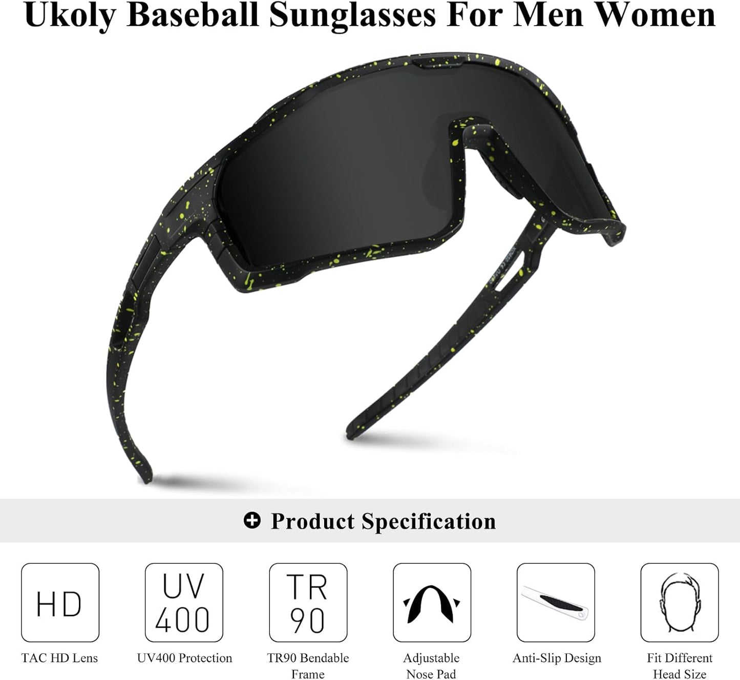 Ukoly Cycling Sunglasses - HD UV400 Sports Glasses for Men & Women | Ideal for Running, Baseball, Fishing & Golf