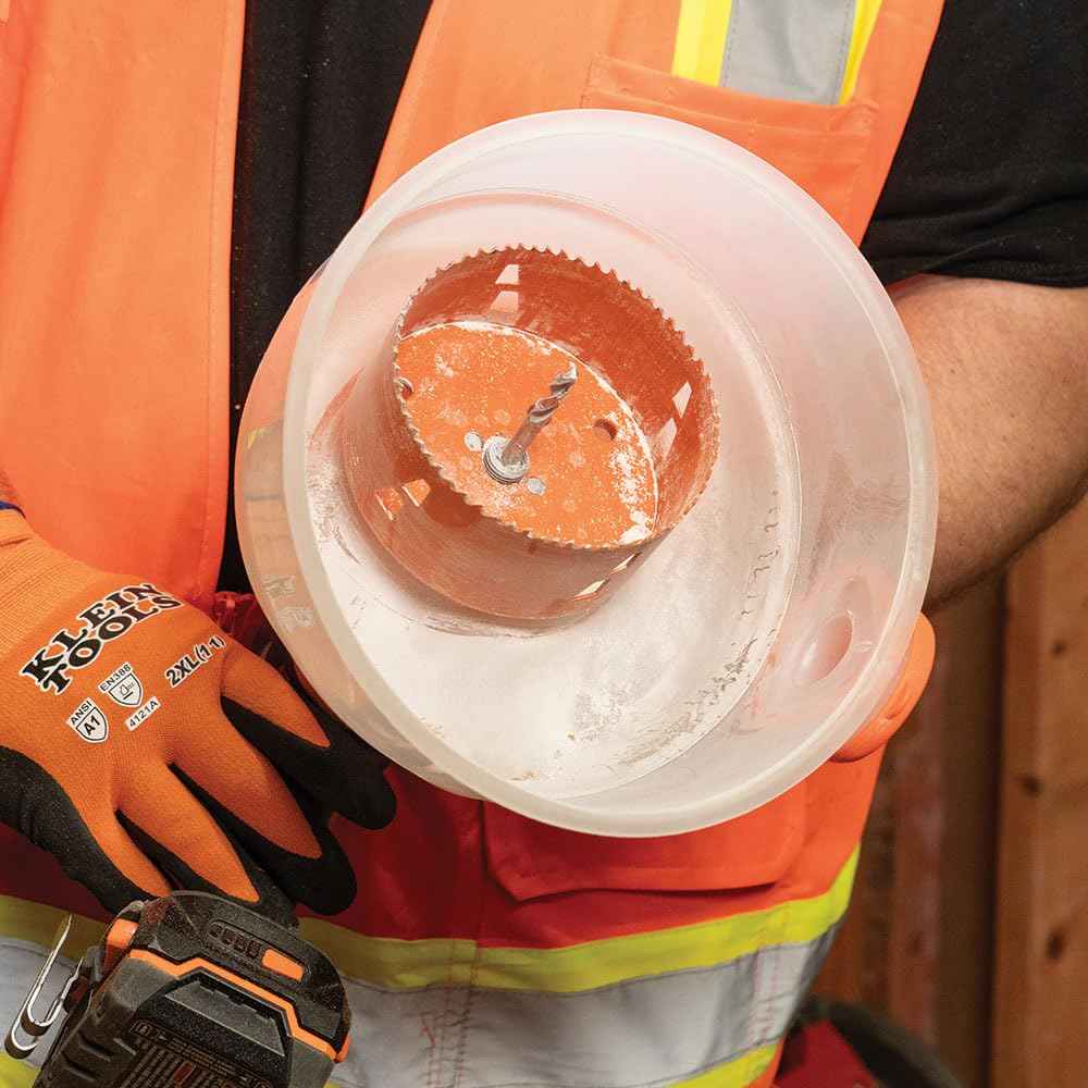 Klein Tools 31101 Collapsible Hole Saw Dust Bowl, Ideal for Overhead Can and Recessed Lighting, Fits Hole Saws up to 6-3/8-Inch, Arbors up to 1/2-Inch