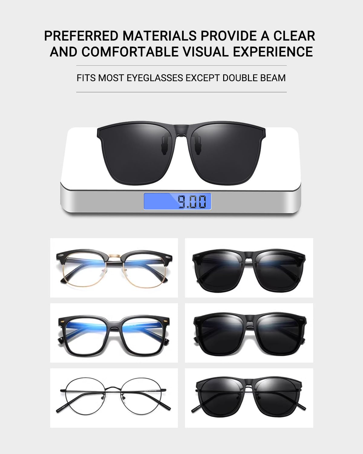 TERAISE Clip-on Driving Glasses Polarized Night Vision Sunglasses Flip Up Cat Eye Design, Anti-Glare UV400 for Outdoor