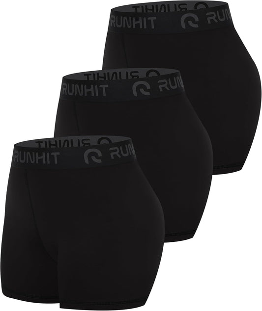Runhit 3" Volleyball Shorts - Women's Compression Spandex Shorts for Workout & Yoga | 3-Pack