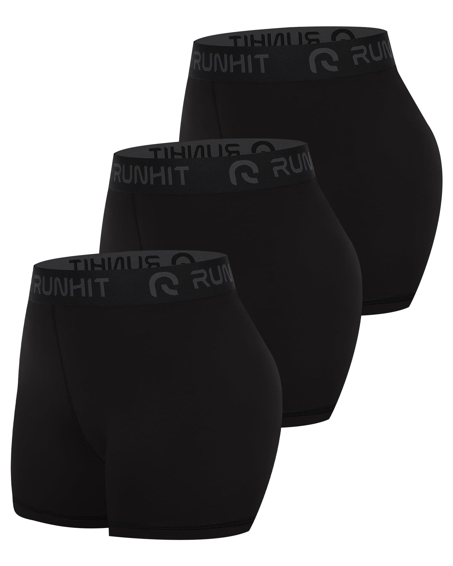 Runhit 3 Pack Compression Shorts for Women High Waisted 3" Volleyball Shorts Womens Spandex Shorts Workout Athletic Yoga Black Black Black S