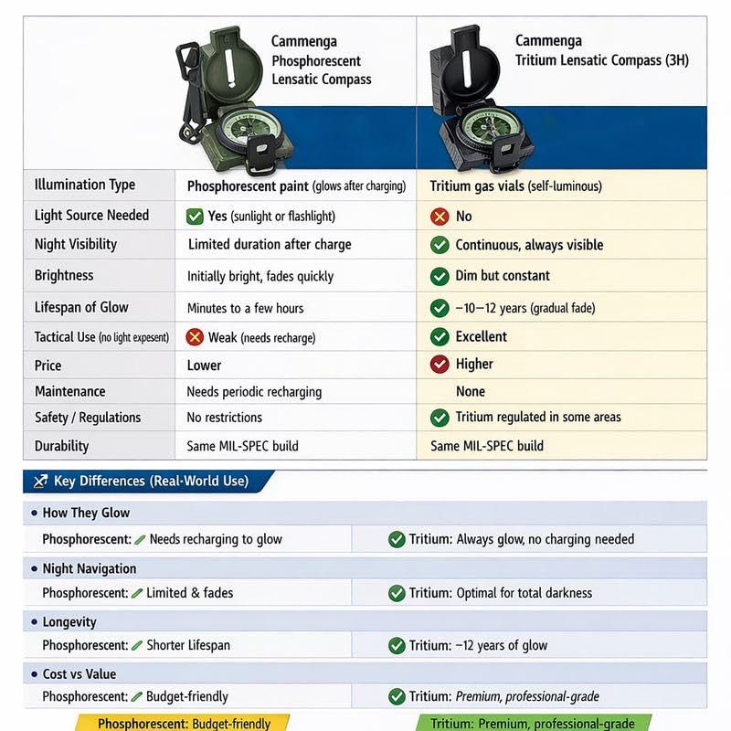 Military Grade Lensatic Compass - Waterproof & Shockproof