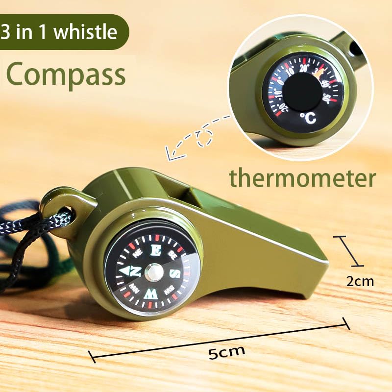2 Pack Emergency Survival Whistle with Compass & Thermometer