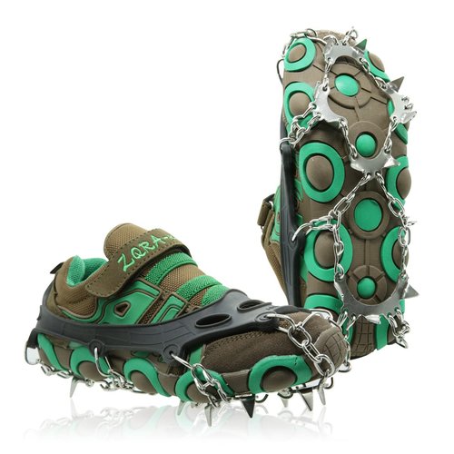 Ice Cleats for Kids, Crampons for Kids Hiking Boots & Shoes, Stainless Steel Anti Slip Traction Cleats, Ice Snow Grips for Ice Fishing, Walking, Hiking &Climbing, Toys for Boys & Girls