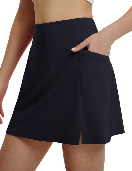 baleaf Women's Golf Skorts Skirts High Waisted Stretchy Tennis Skirt with Short 5 Pockets Athletic Casual Pickleball Black L